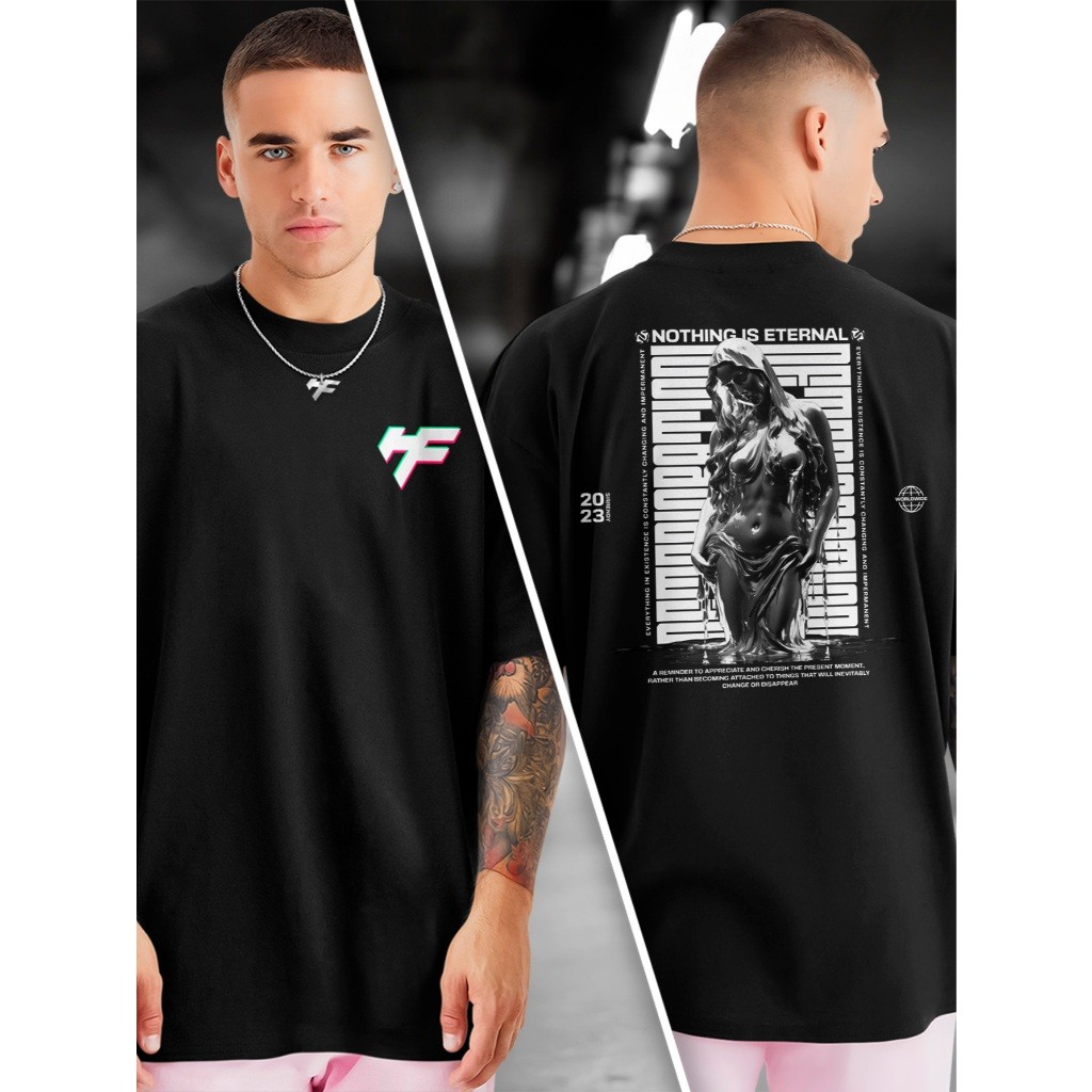 Camiseta Estampada Frente e Costas NOTHING IS ETERNAL 100% Algodão