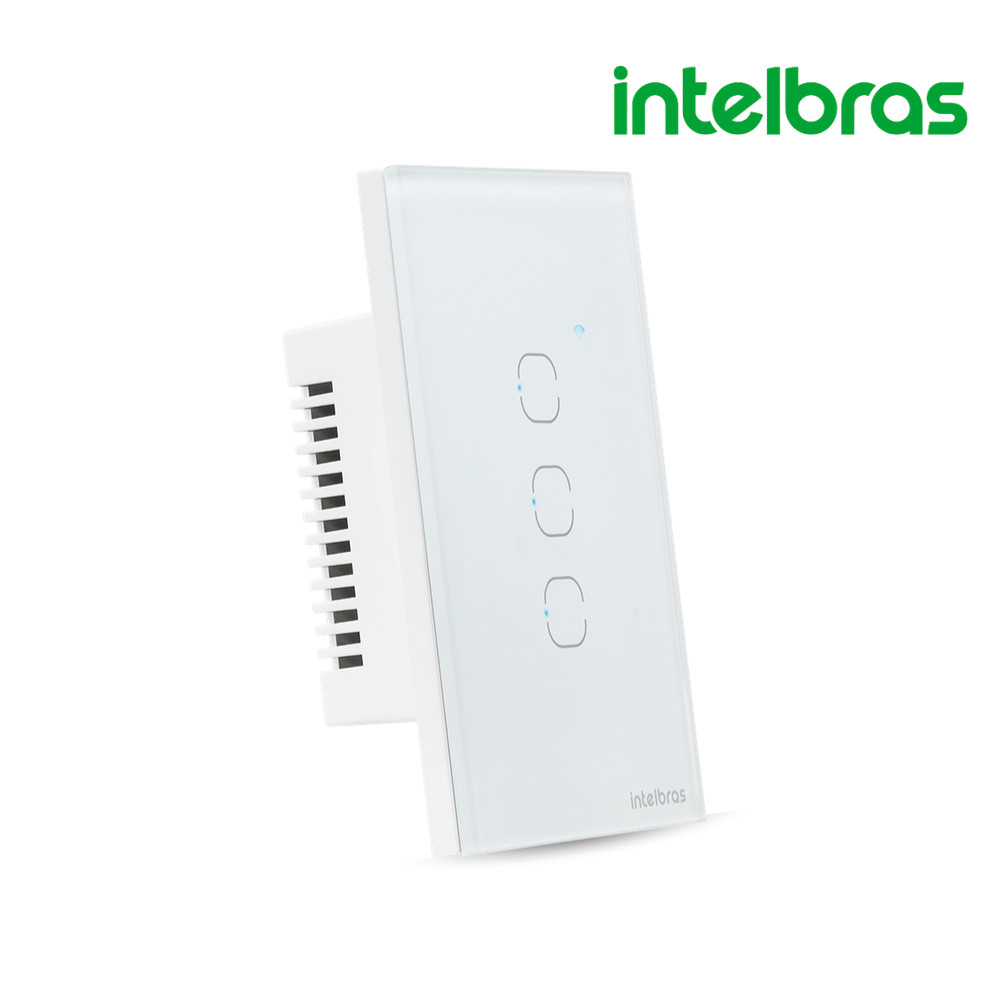 Interruptor Inteligente Smart Touch Wi-fi 3 Teclas EIW 1003 Branco Intelbras Voz Alexa Google