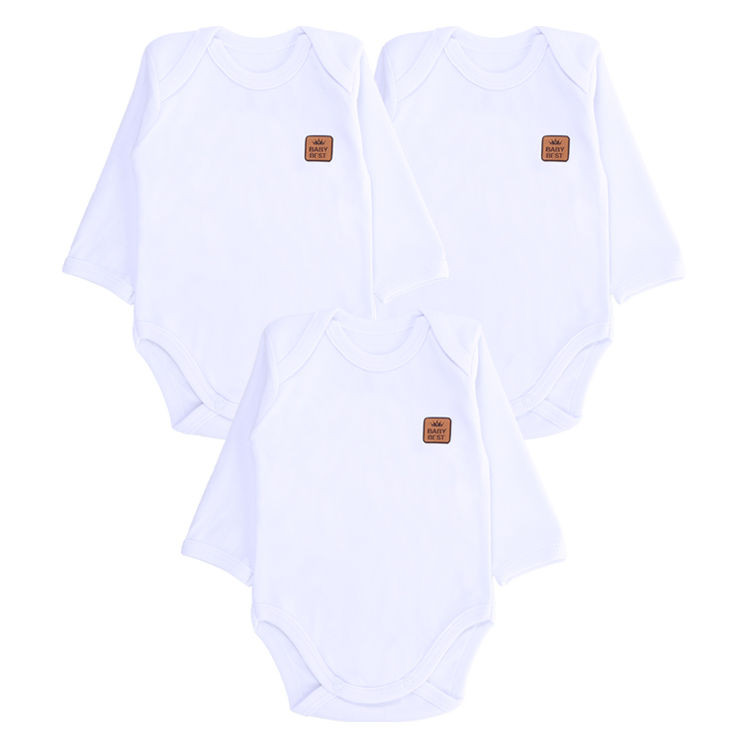 Kit Body Bebê Fio 40 Proteção UV50 Branco - 03 peças