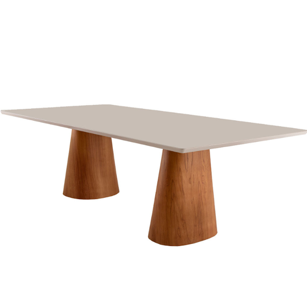 Mesa para Sala de Jantar Noronha 220cm Madeira com Vidro Moderna Mobília em Oferta na Shopee