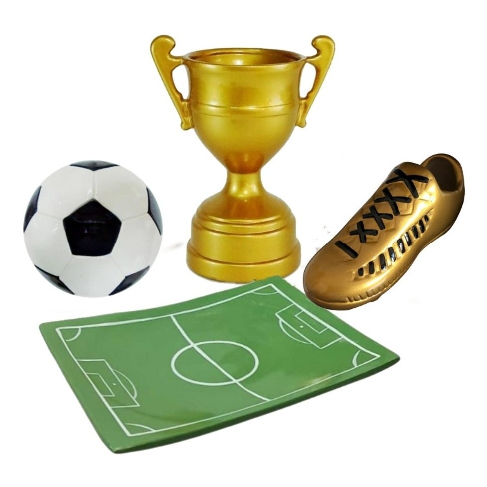 Kit 1 Bola#1 Taça Troféu#1 Campinho Futebol Decoração Copa