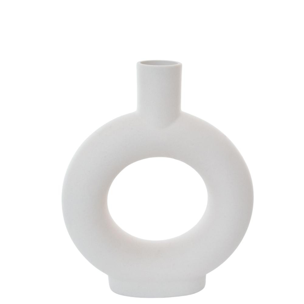 Vaso Grécia Naxos Nude 27x13Cm Cerâmica