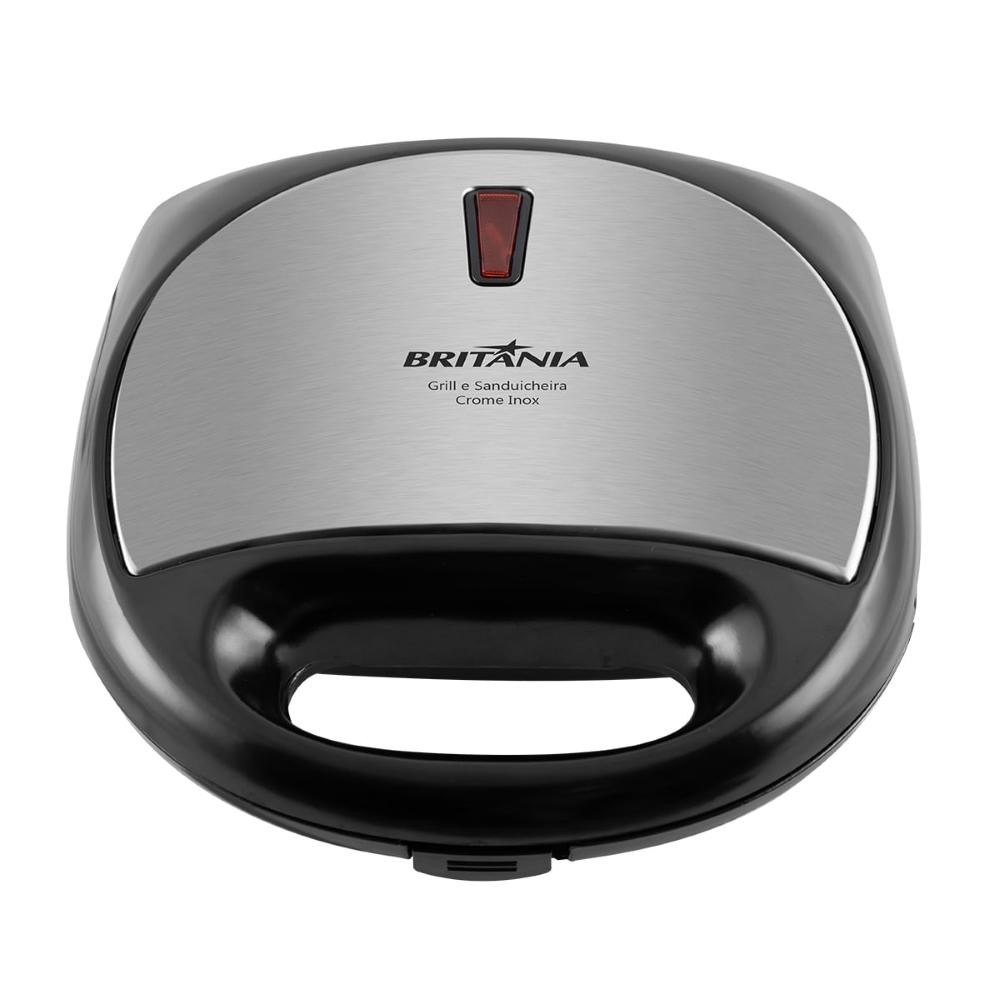 Grill e Sanduicheira Crome Inox Britânia Antiaderente 127V