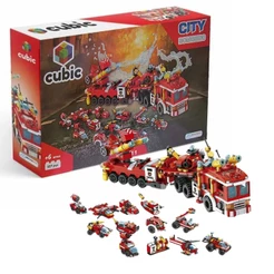Brinquedo Blocos de Montar Cubic City 12 em 1 Bombeiro Resgate 557 peças Multikids - BR1094