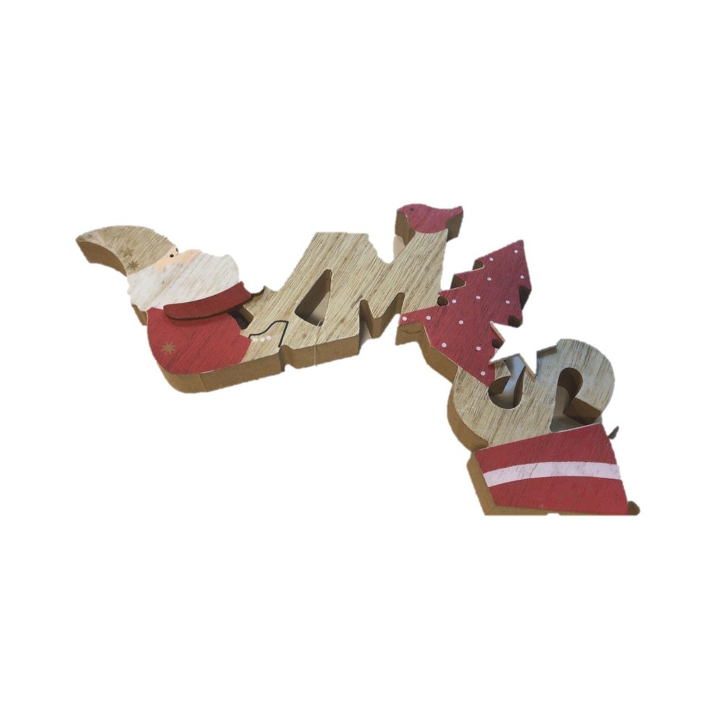 ORNAMENTO XMAS COM NOEL PARA MESA EM MADEIRA