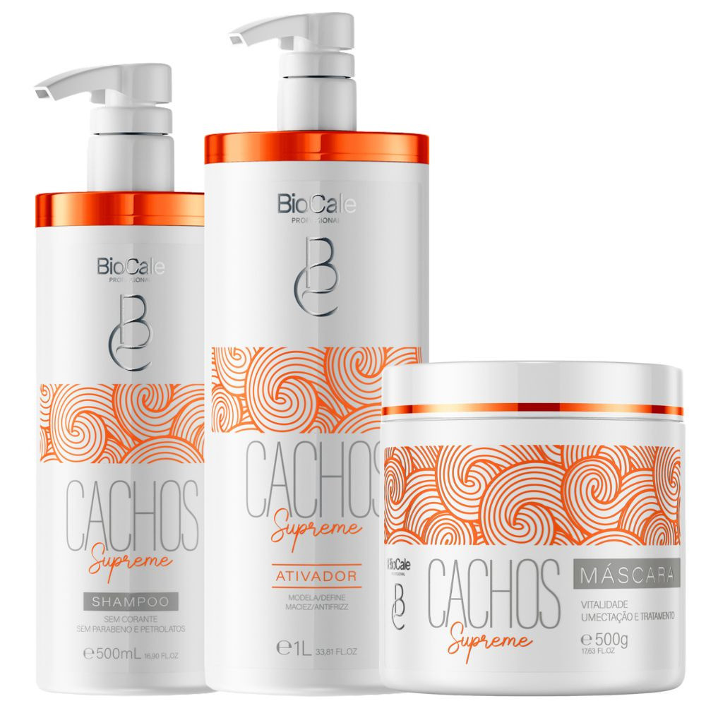 Biocale - Kit Cachos Supreme Shampoo 500ml + Ativador 1L + Máscara 500g