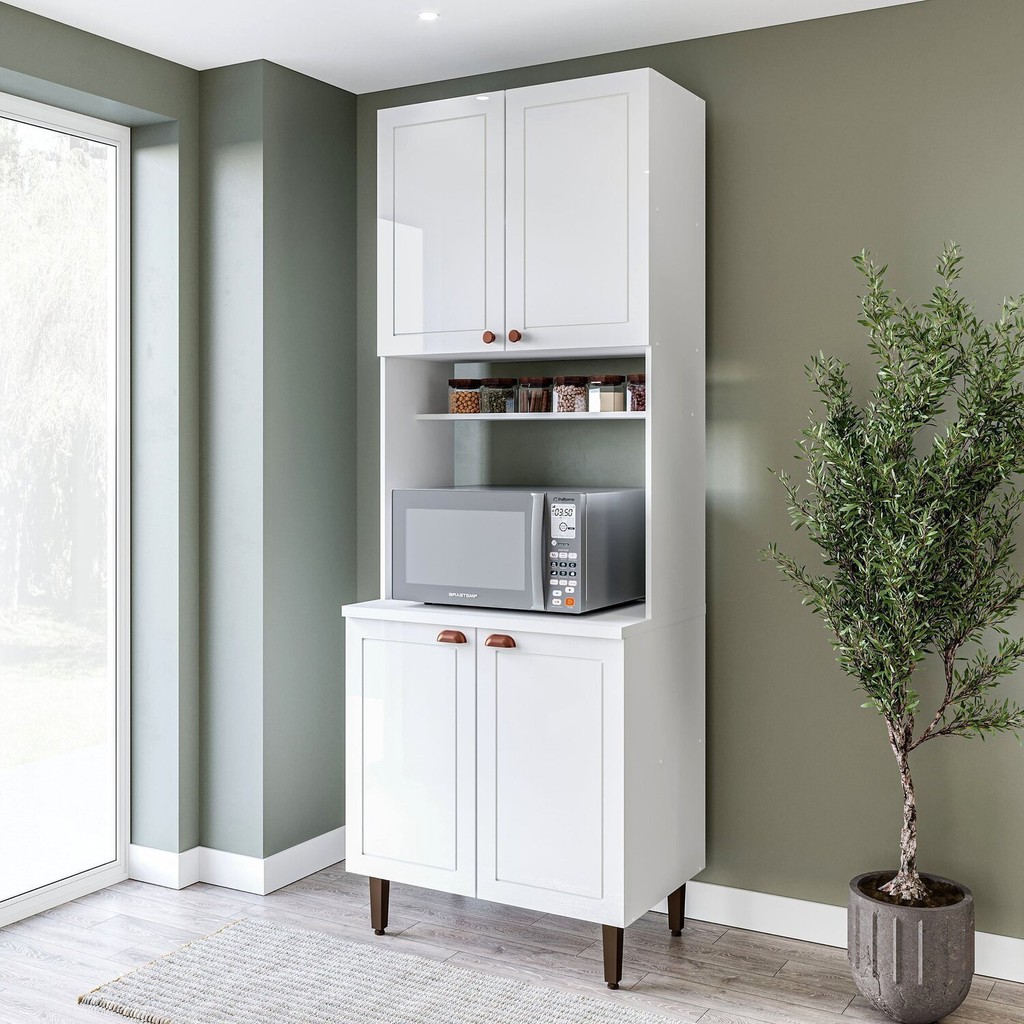 Paneleiro / Torre Quente 4 Portas 2 Nichos para Forno e Utensílios com 80 Cm Pérola Yescasa Branco em Oferta na Shopee