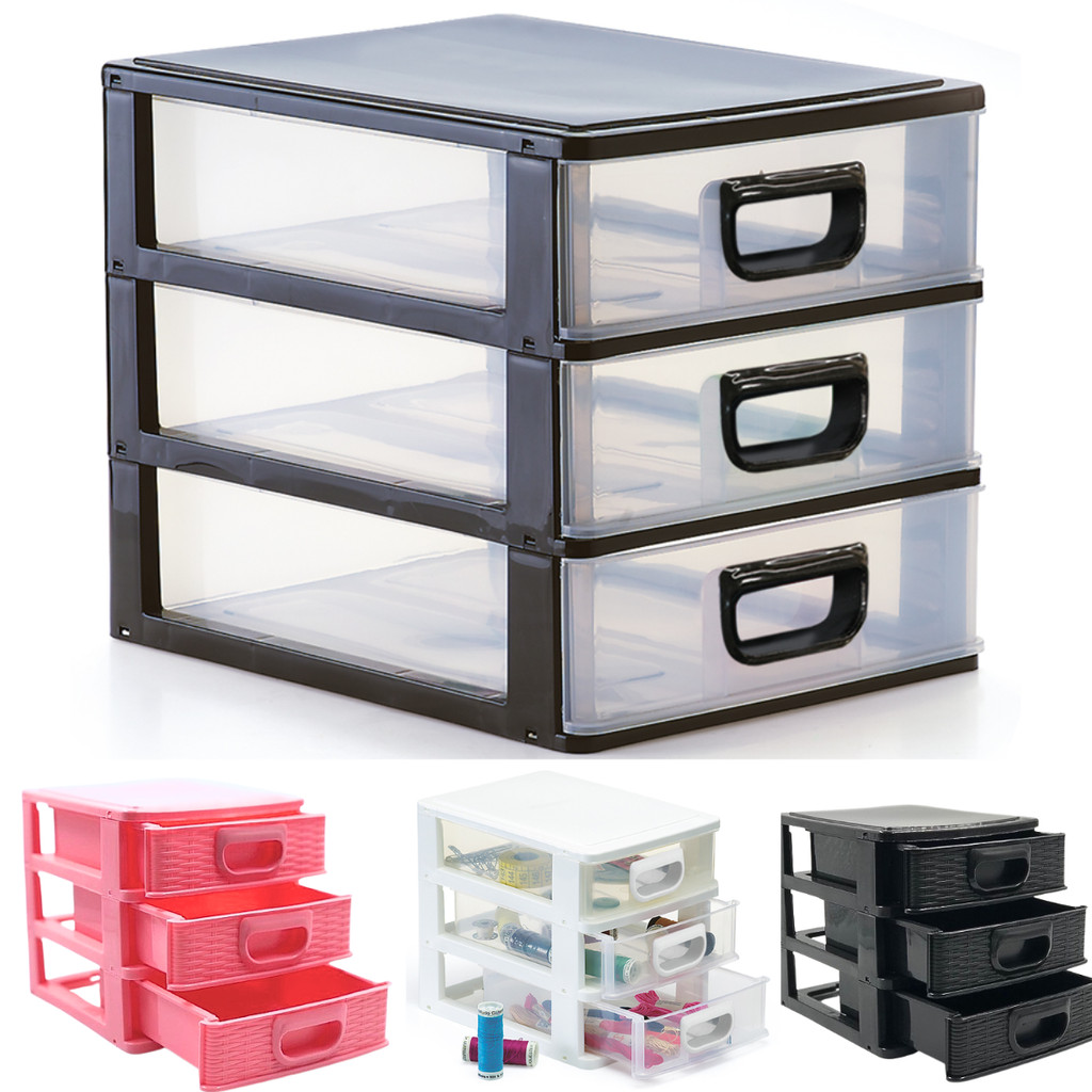 Gaveteiro Organizador De Mesa – Acessórios Brincos Maquiagem Remédio Medicamento Linhas Costura-3 Gavetas