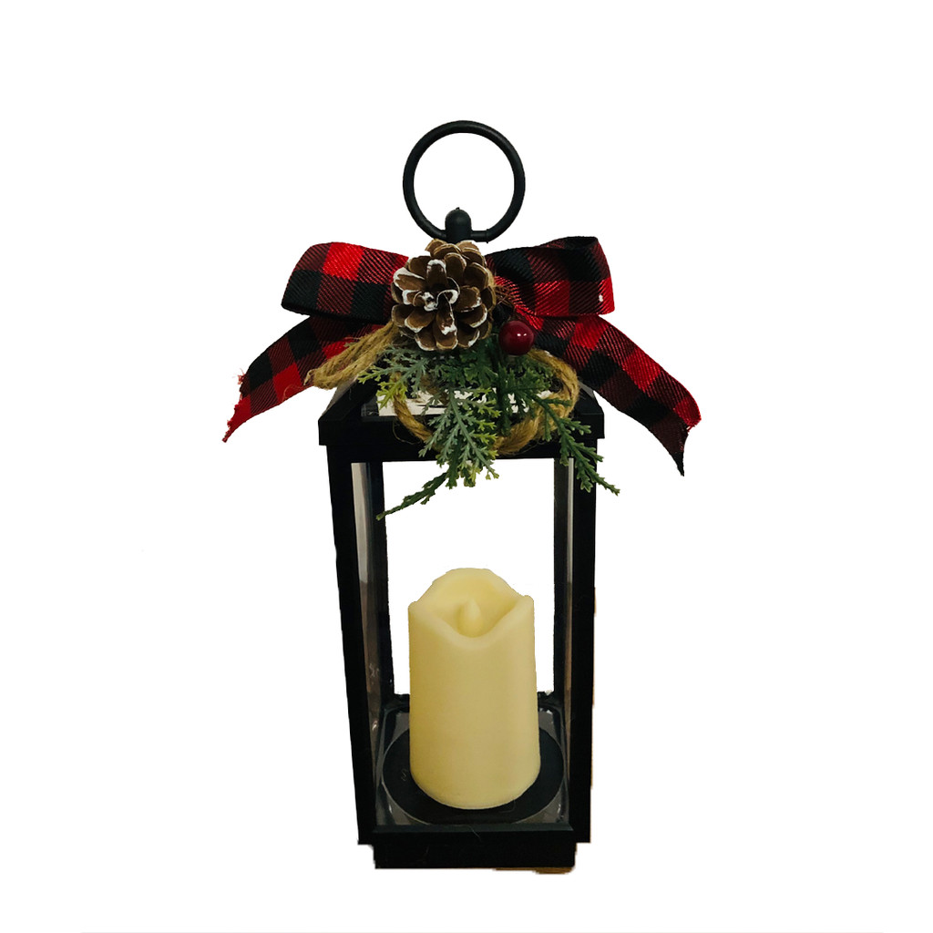 Lanterna Natalina Luminária De Natal 29cm Lamparina Vela Led
