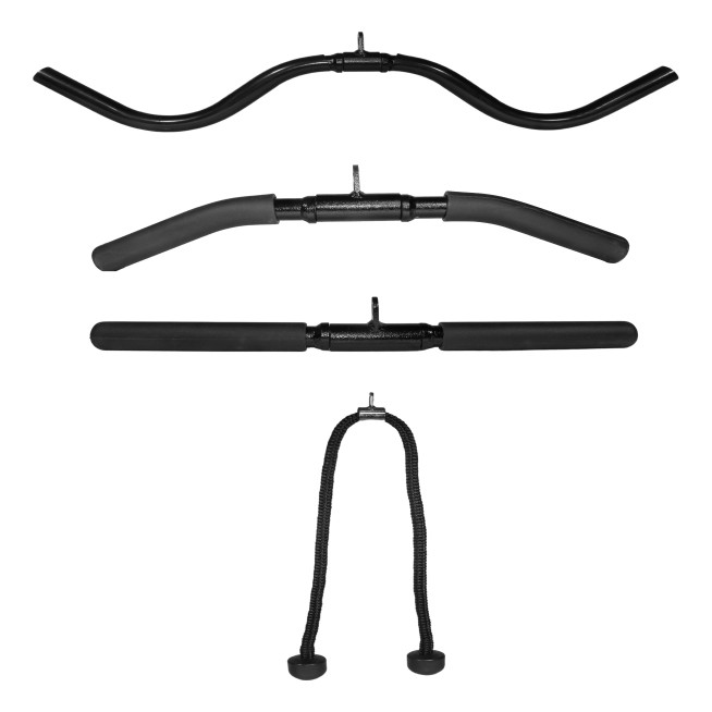 Barra Tríceps Curvo Barra W Com Giro E Puxador Corda