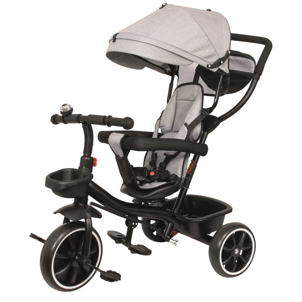 Triciclo Infantil 4 em 1 Multifuncional Carrinho de Bebê Com Empurrador e Capota Solar - K...