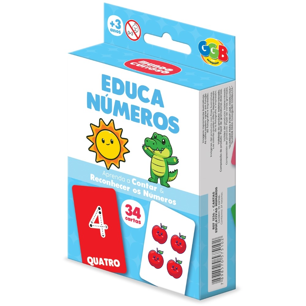 JOGO EDUCA NÚMEROS 34 CARTAS GGB BRINQUEDO MESA IMAGENS EDUCATIVO BARALHO CRIANÇAS CONTAR MATEMÁTICA em Oferta na Shopee