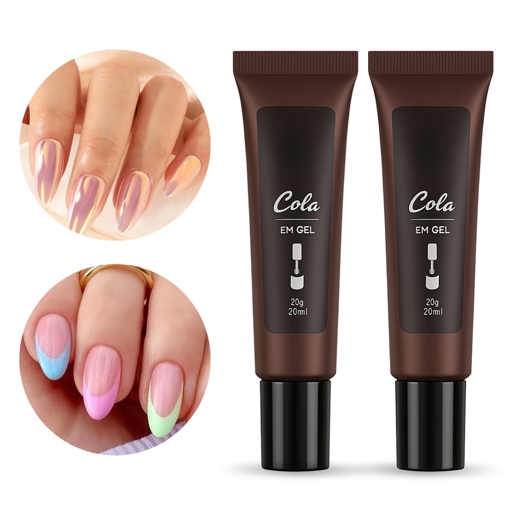Kit 2 Cola Em Gel Para Tips Soft Gel 20G Cor Transparente Para Unha Postiça Alongamento