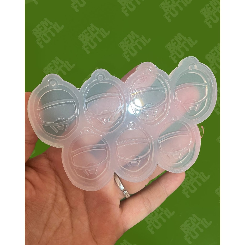 Molde Capacete de Moto  com 7 cavidades + kit com 10 visores espelhados - Coleção Pais Molde para Artesanato e Arte