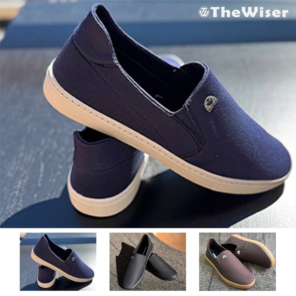 Kit 3 Tênis Slip-On The Wiser Preto Café e Azul Marinho Reforçado Costurado Tenis IATE Duravél