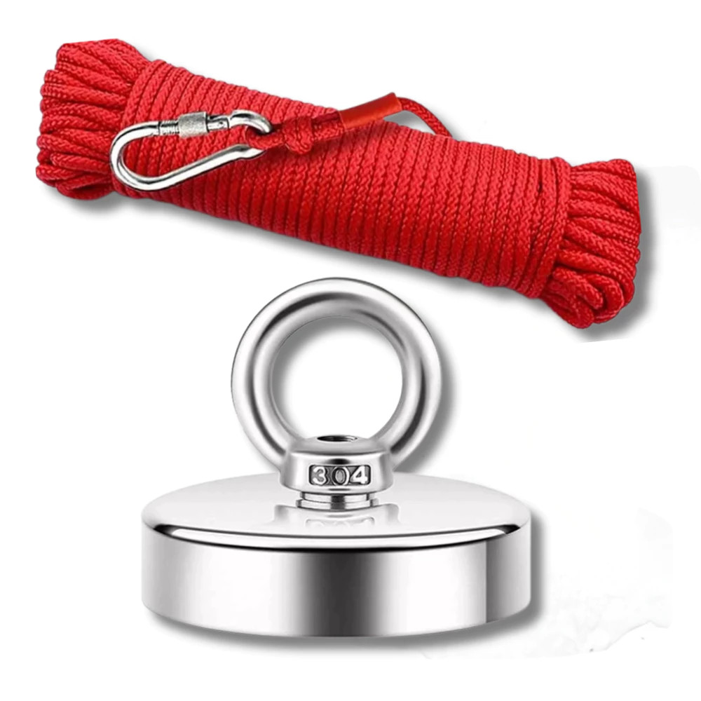 Imã De Neodímio Pesca Magnetica Até 200-350 Kilos De Tração 10 Metros de corda em Oferta na Shopee