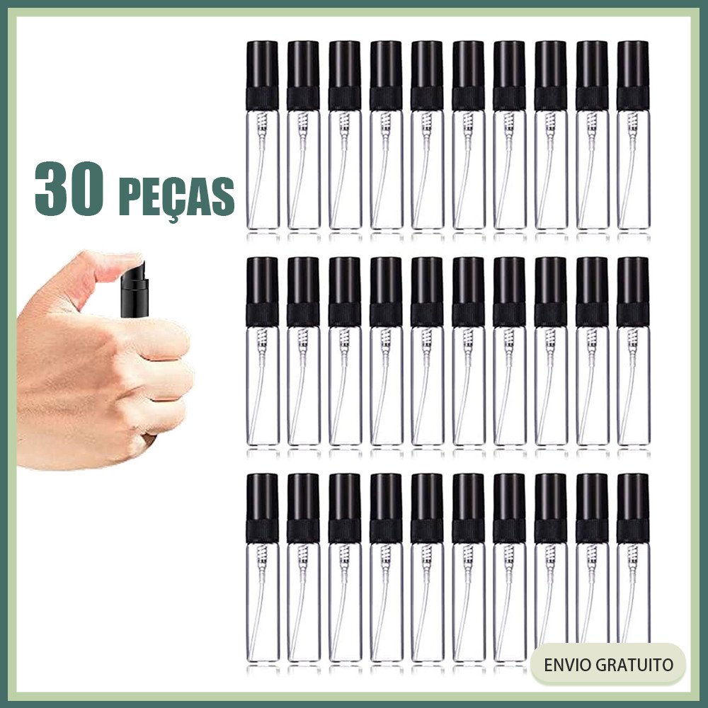 30x frasco dispensador de perfume 5ml frasco de spray de vidro bocal de plástico preto frasco portátil de viagem