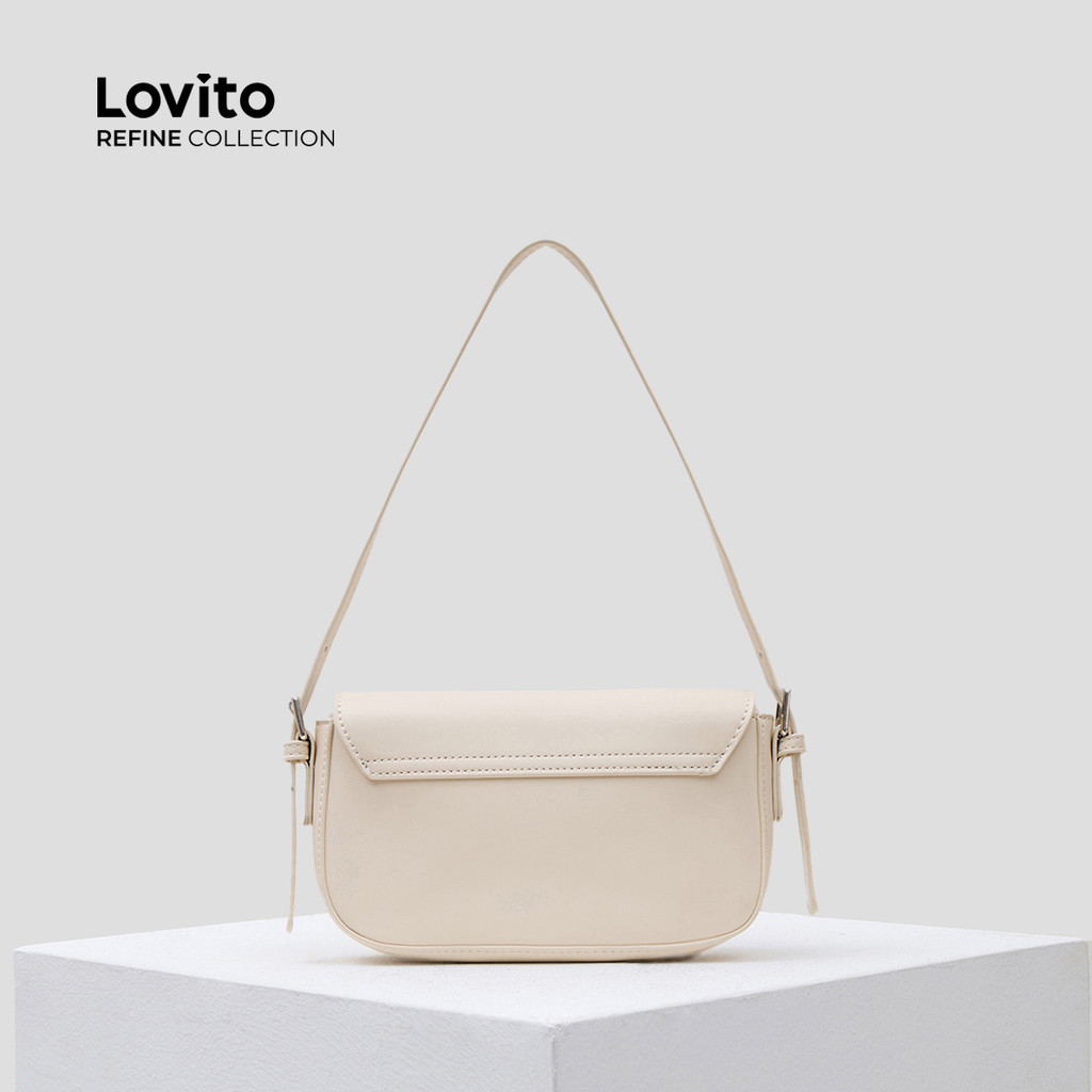 Detalhes do (Lovito Refine)  Elegante simples francês preguiçoso estilo compacto bolsa de ombro pequena para mulheres  LFAR5007