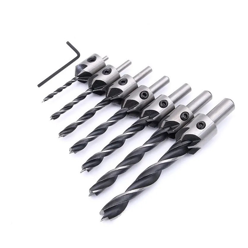 Jogo Kit Broca Escariadora 8 Peças Madeira Piloto ./-/ ATACADAO*-* em Oferta na Shopee