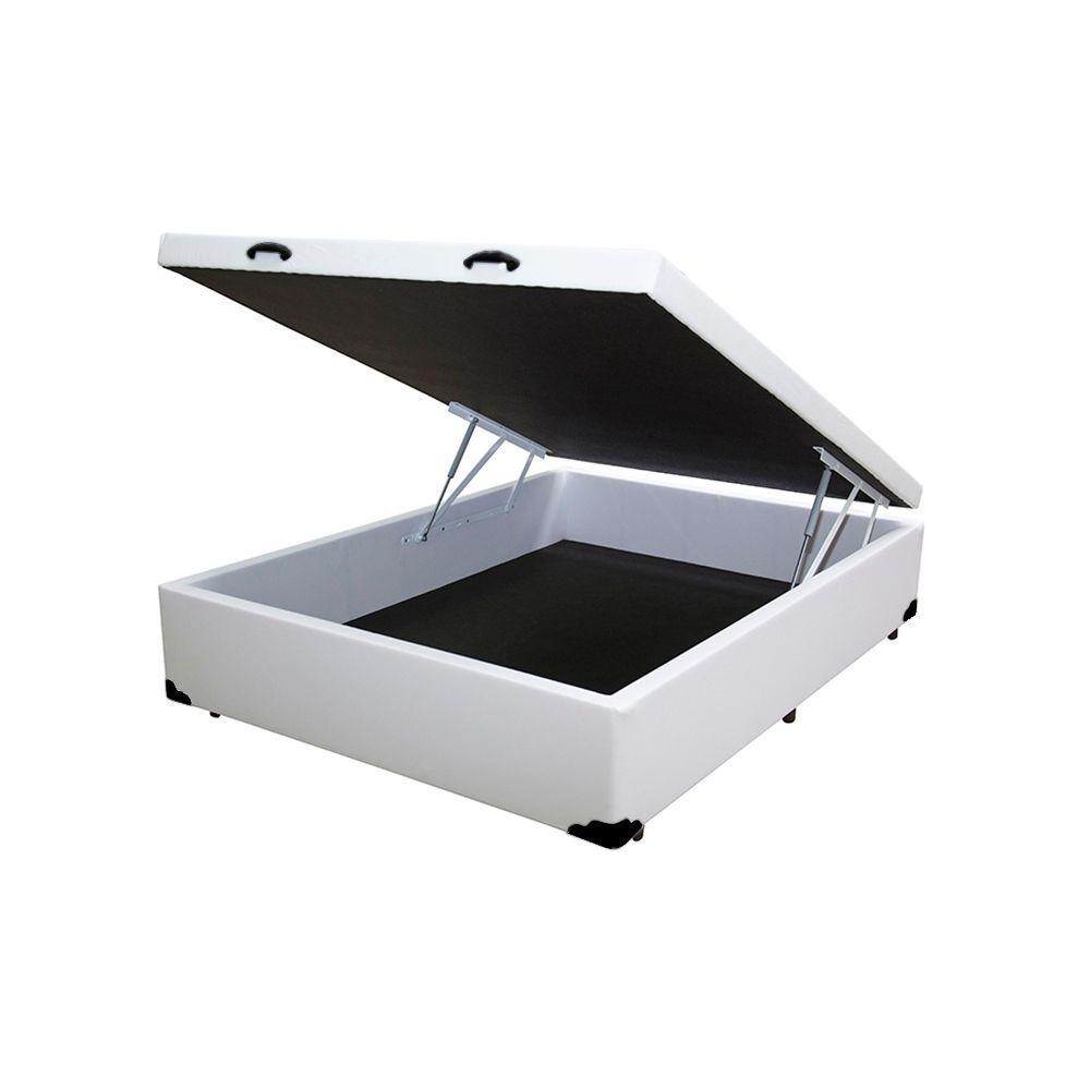 Cama Box Baú Viúva Homequeen Sintético Branco 41x128x188