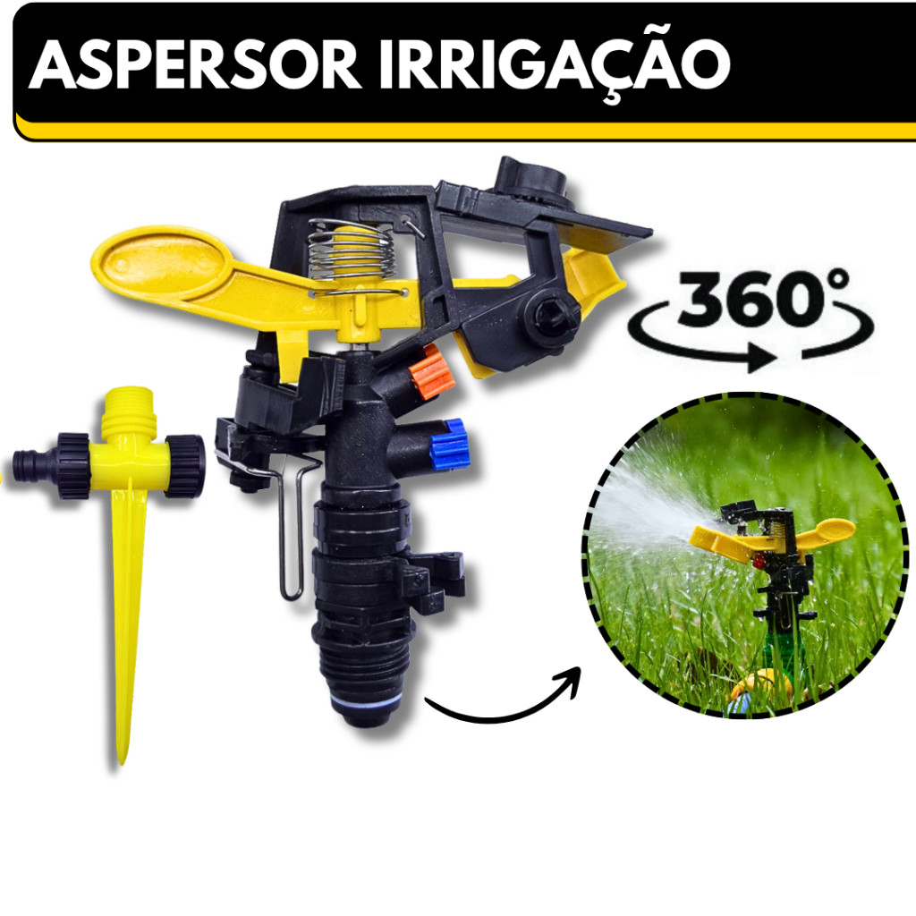 Aspersor de Irrigação de Impacto Irrigador Setorial Agrícola de Jardim Giratório 360°Profissional