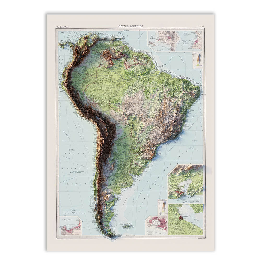 Placa Decorativa Mapa América Do Sul Ilustração Estilo 3D Decoração Poster Quarto Sala