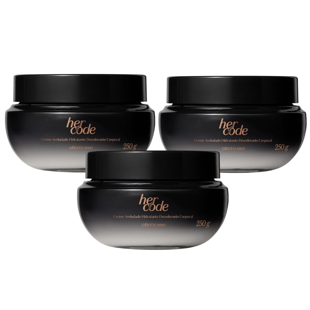 Combo 3 Creme Aveludado Hidratante Corporal feminino Her Code 250g