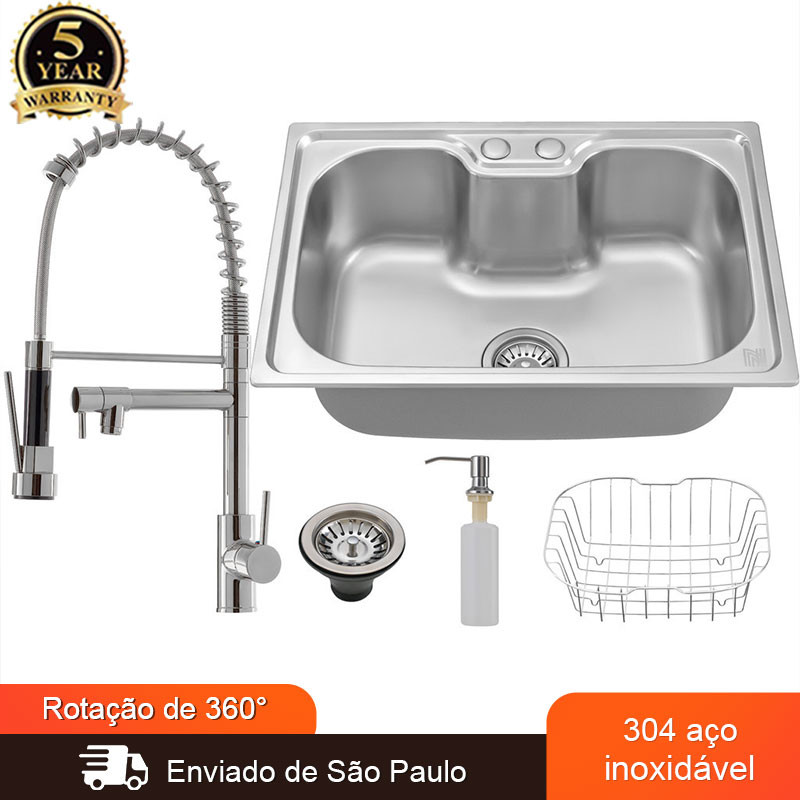 Kit Cuba Cozinha Gourmet Pia Aço Inox 304 Acessórios 60x42CM Torneira Gourmet Pia Cozinha — R$ 555,00 em Shopee