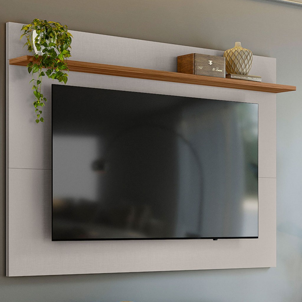 Painel para TV Até 70 Polegadas Garden 1 Prateleira Off White/Freijó Trend - Pnr Móveis em Oferta na Shopee