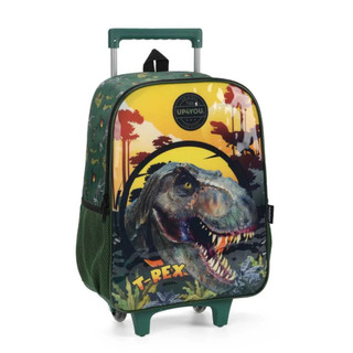 Mochila De Rodinha Dinossauro Verde Luxcel
