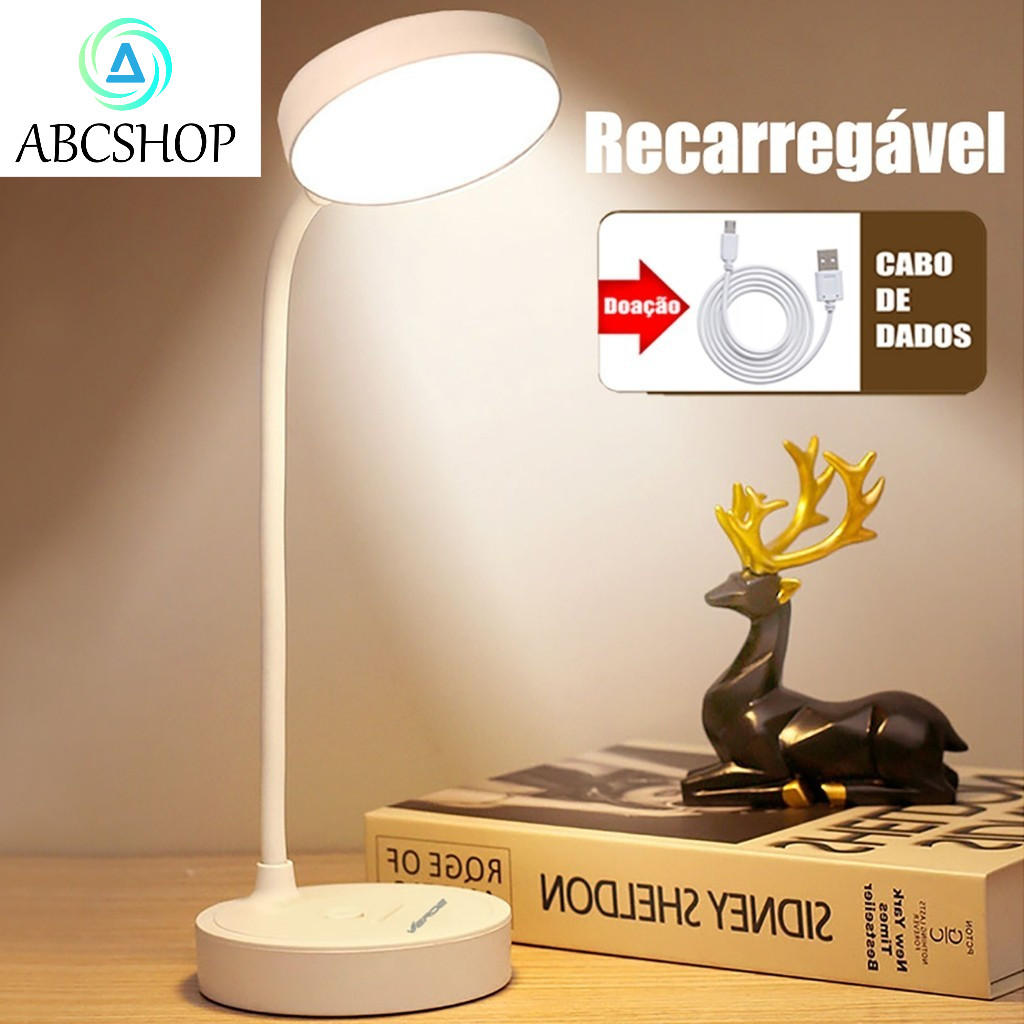 Luminária De Mesa Recarregáveis Led Com Proteção Os Olhos Usb Iluminaria Abajur Lâmpada De...