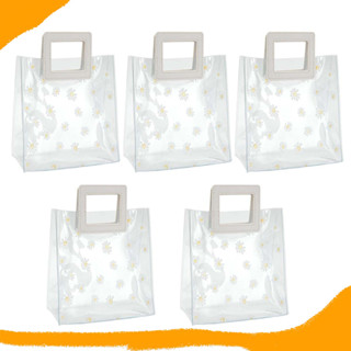 5 peças Bolsa de presente transparente de PVC com alças quadradas para lembrancinhas de festa, margarida,18 x 10 x 20 cm em Oferta na Shopee