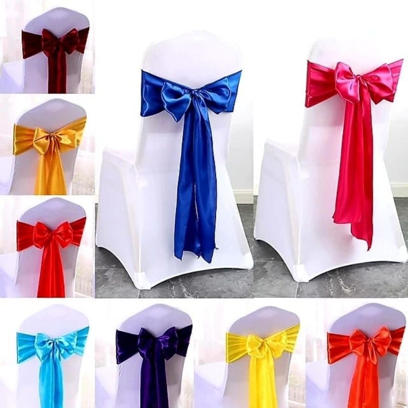 Laços de cadeira em cetim, 5 peças, nó decorativo, Fitas para decoração de casamento, decoração Eventos Fonte de festas