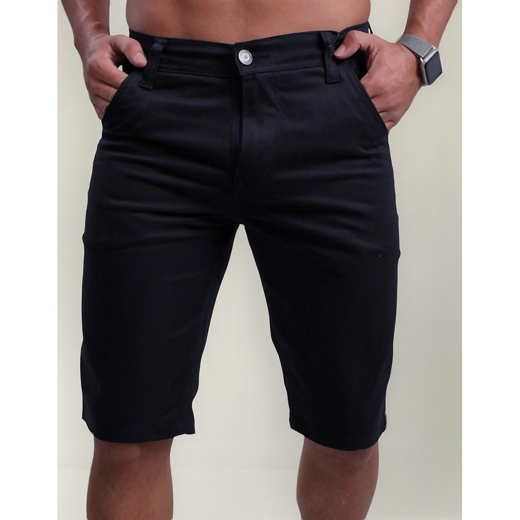 Bermuda De Sarja Slim Color Alfaiataria Sport Fino Masculina