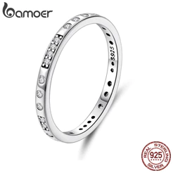 Bamoer 925 Anel De Prata Esterlina Original Código Morse Eu Te Amo Jóias Presente Feminino