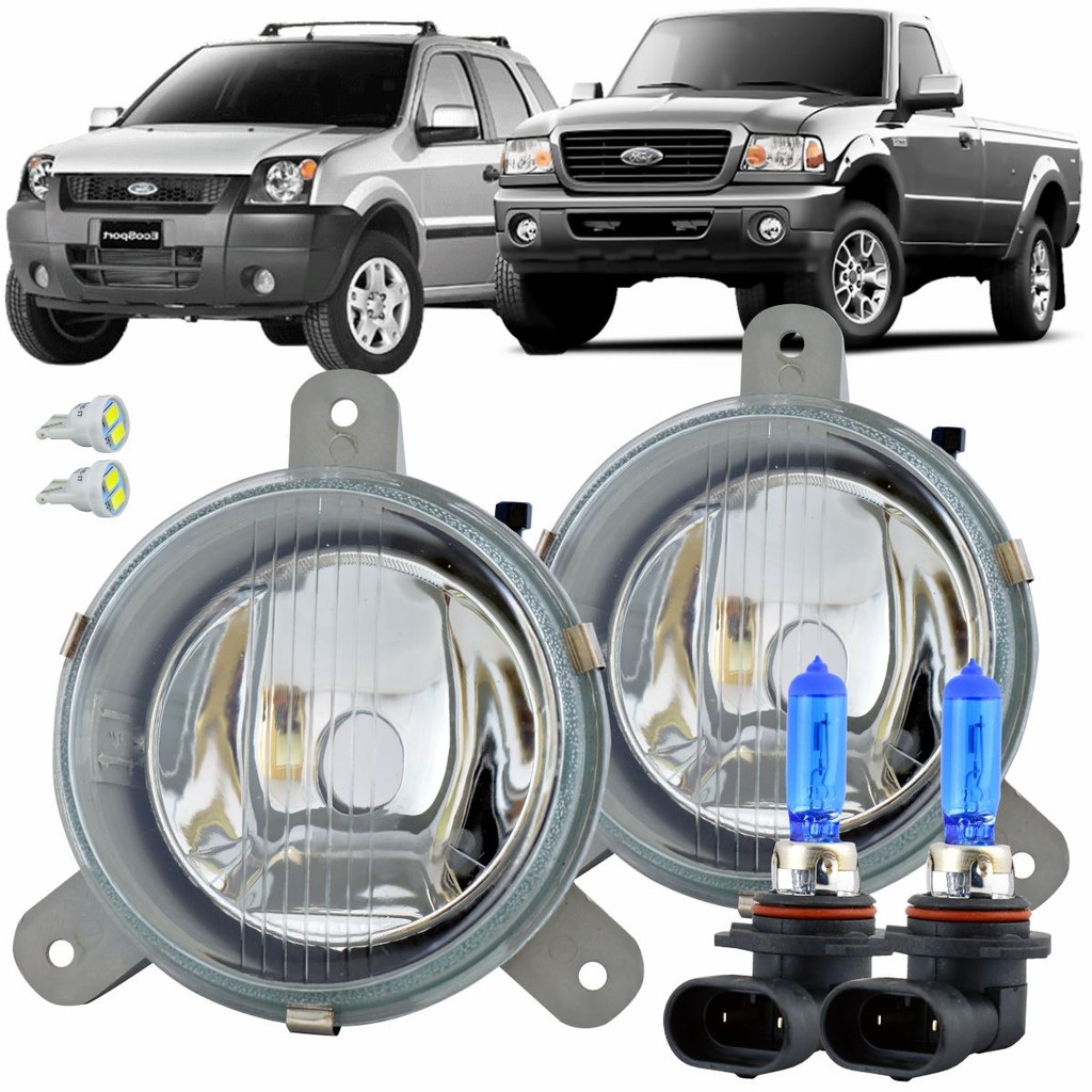 Par Farol Milha Ford Ranger 2005 A 2011 Ecosport 2003 A 2007 Vidro +Lampada