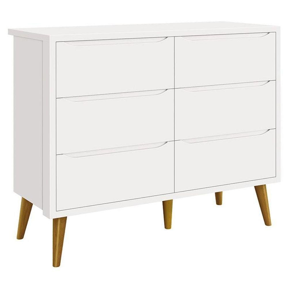 Cômoda Infantil 6 Gavetas Retrô Theo Branco Acetinado Com Pés Madeira ? Reller em Oferta na Shopee