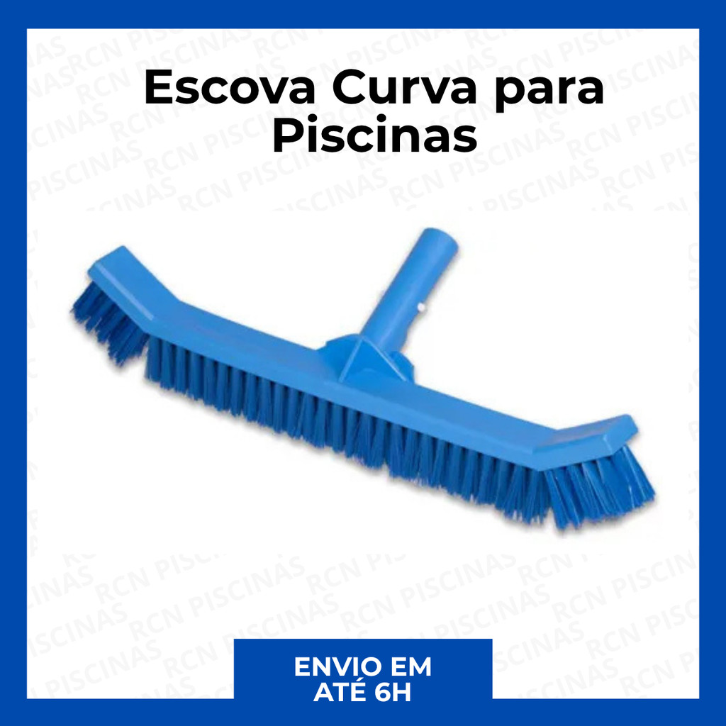 Escova Curva 40cm Com Escovão Em Nylon Para Limpeza de Piscinas em Oferta na Shopee