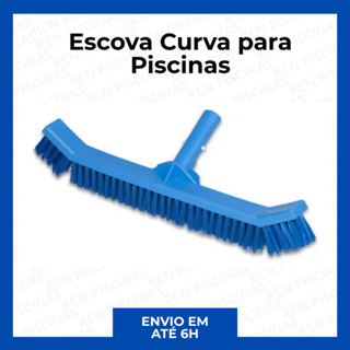 Escova Curva 40cm Com Escovão Em Nylon Para Limpeza de Piscinas em Oferta na Shopee