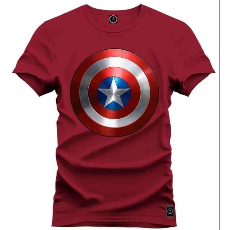 Camiseta Capitão América Escudo Vermelho e Azul Vingadores Imperdível