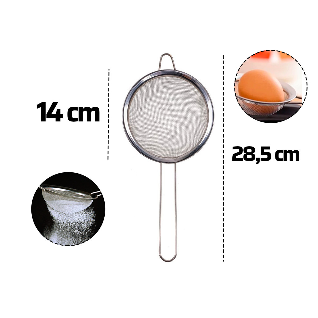 Detalhes do Peneira Em Aço Inox 14 Cm