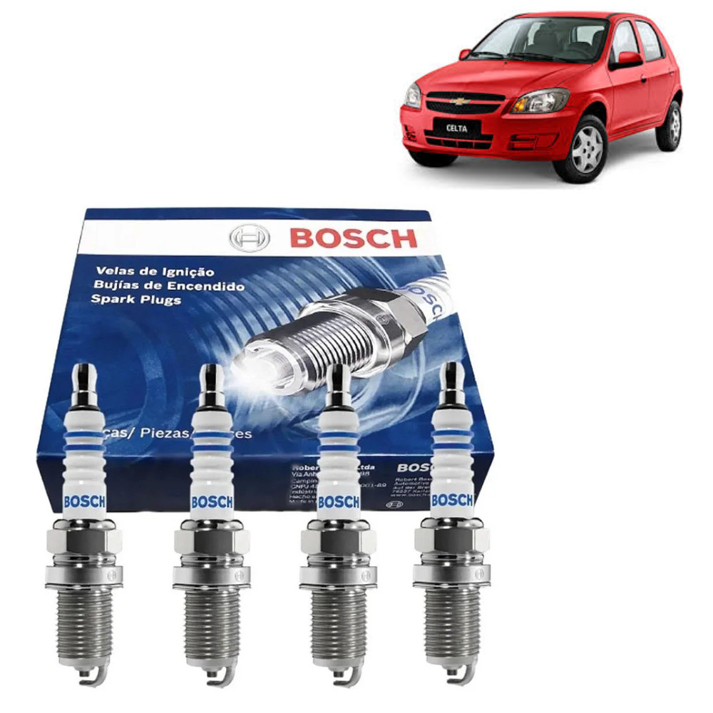 Jogo 4 Velas Ignição Bosch SP32 F000KE0P32 Chevrolet Celta 1.0 8v Super Spirit Flexpower 2005 2008 e demais Envio Rápido