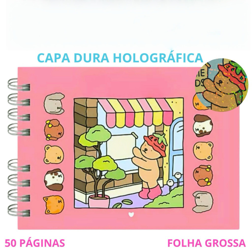 Livro de Colorir Capa Dura  50 Folhas 180g com Acetato Caderno de Desenho Pintura Coloring...
