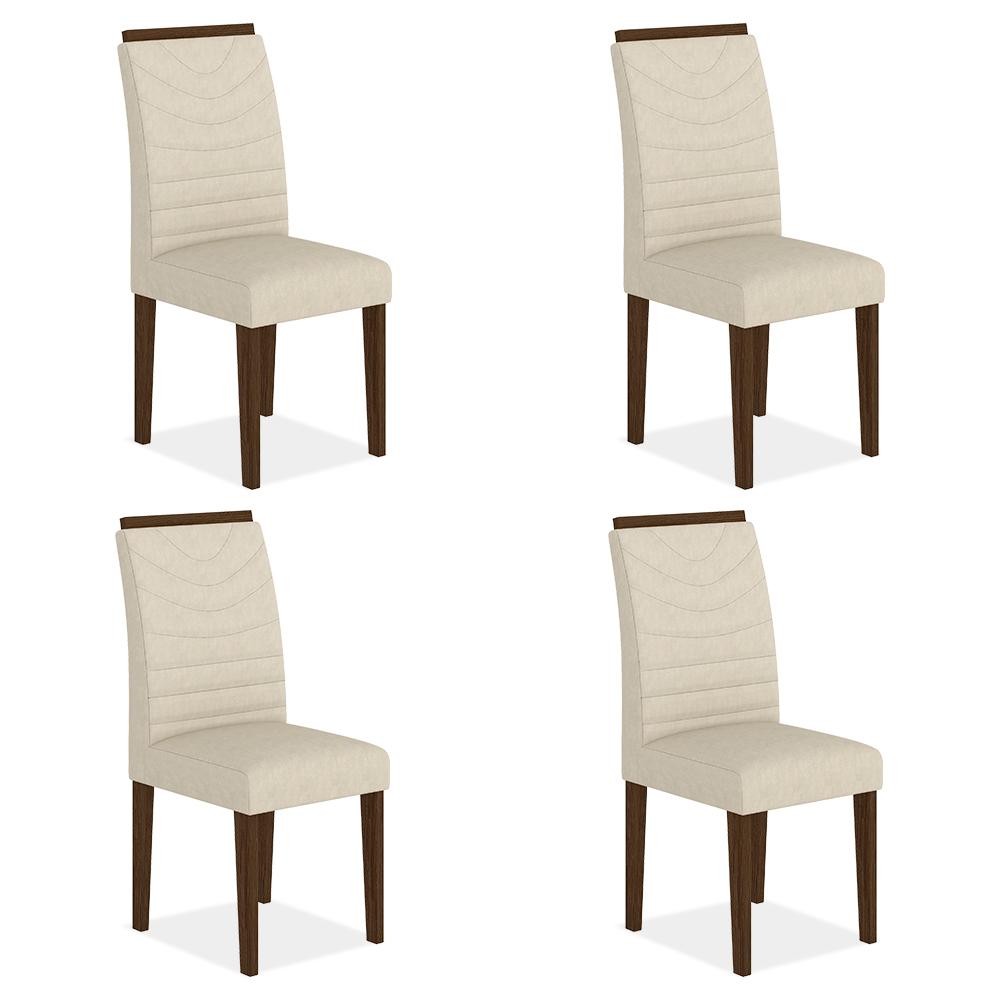 Conjunto 4 Cadeiras Lima Imbuia/ Bege - Móveis Arapongas - Home & Living