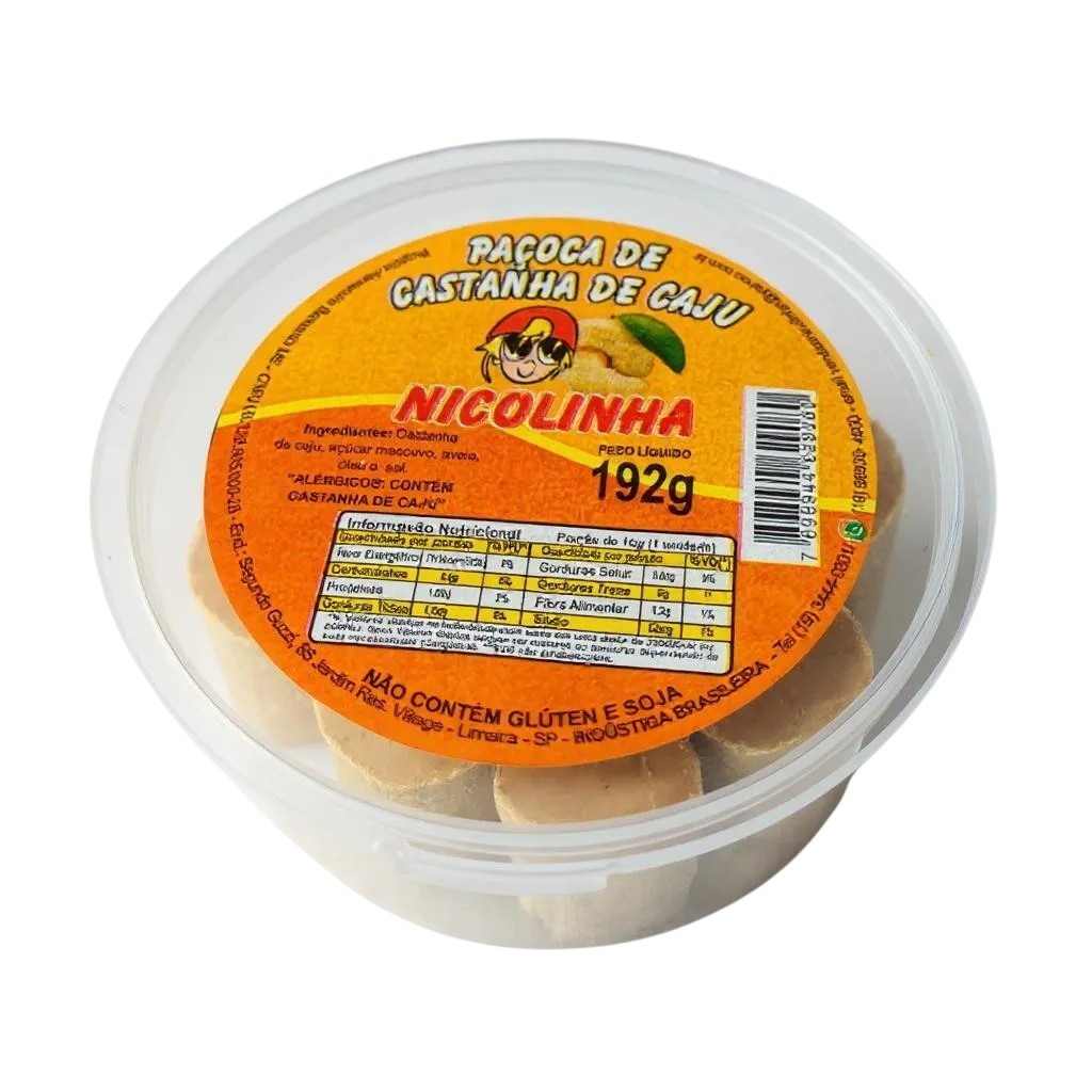 Paçoca de Castanha de Caju Rolha - Nicolinha - 192 g em Oferta na Shopee