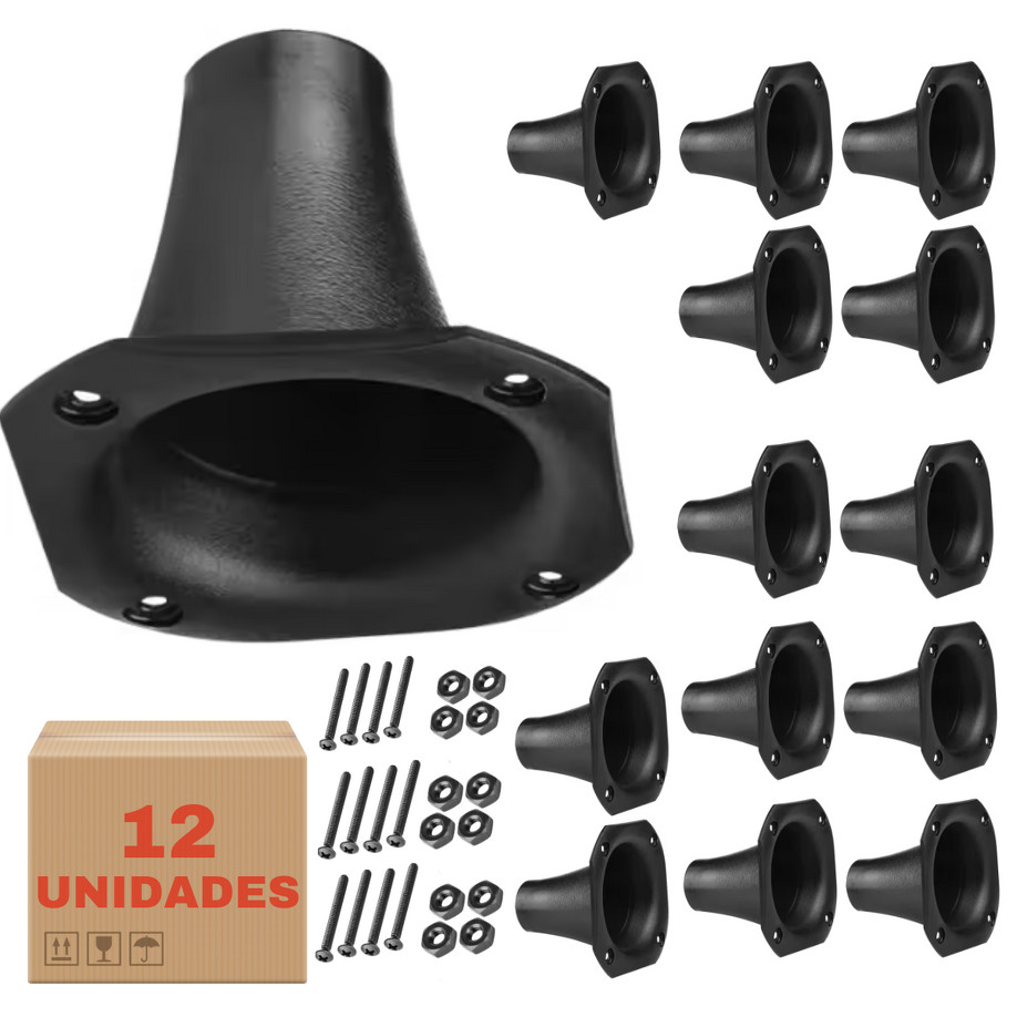 Kit 12 Cornetas LC 02 Retangular Driver Som Com Parafusos