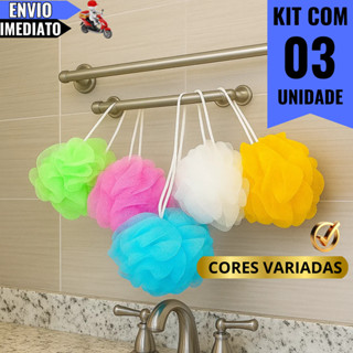 Kit 3 Esponja de Banho Esfoliante Cores sortidas de Nylon Cuidado Pessoal em Oferta na Shopee