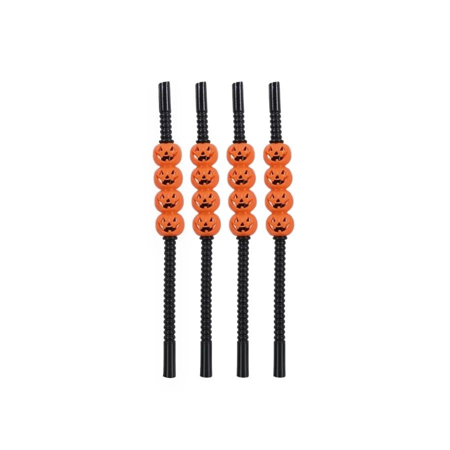 Canudo Decorativo Abóbora de Halloween Preto 22cm 4 unidades - Cromus em Oferta na Shopee