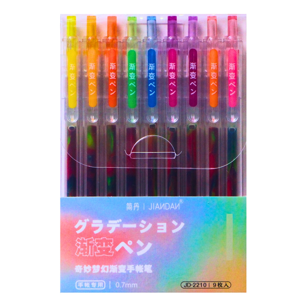 Caneta Gel Colorida Ponta 0.7 Kit 9 Esquema de Cores Gradiente Morandi Alto Brilho Escolar