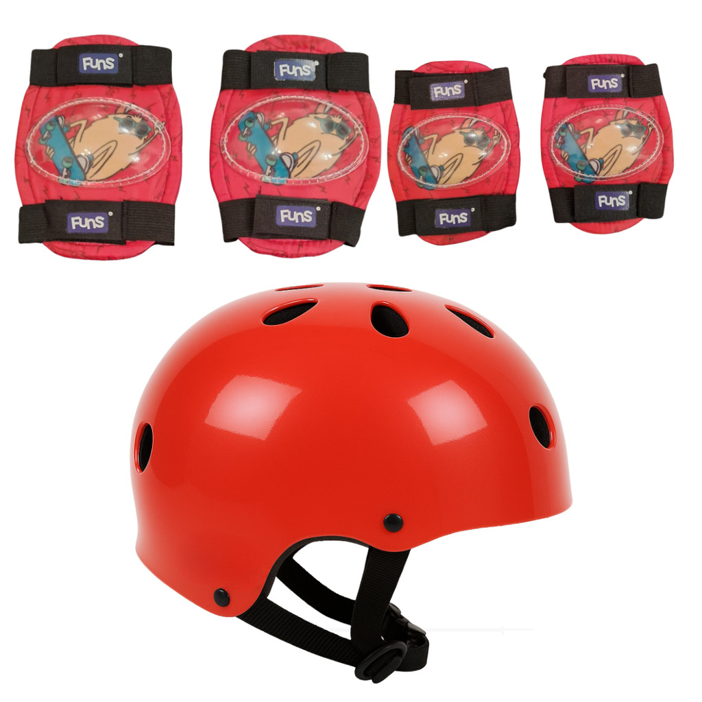 Kit Capacete Joelheira Cotoveleira Infantil Segurança Skate